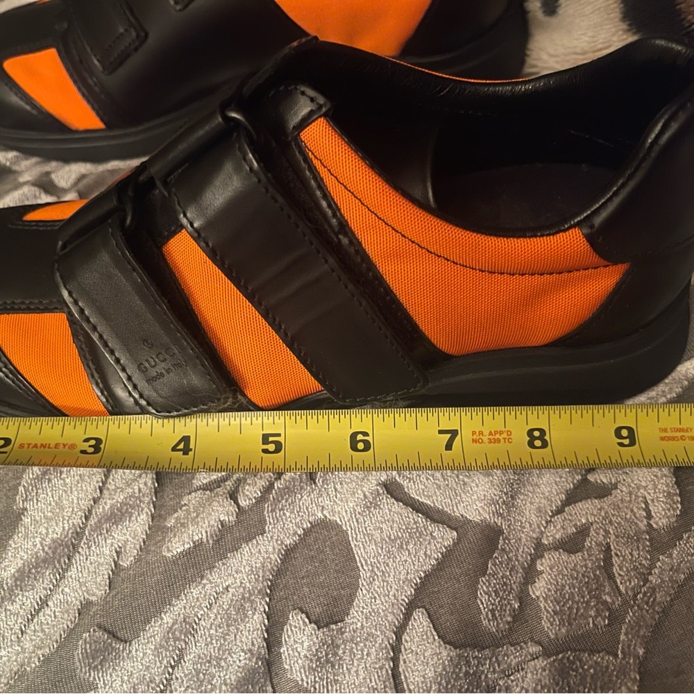 Gucci Women’s Shoes Black Orange Sneakers NWT SAKS FIFTH AVE AUTH 5.5 Leather - Picture 9 of 12